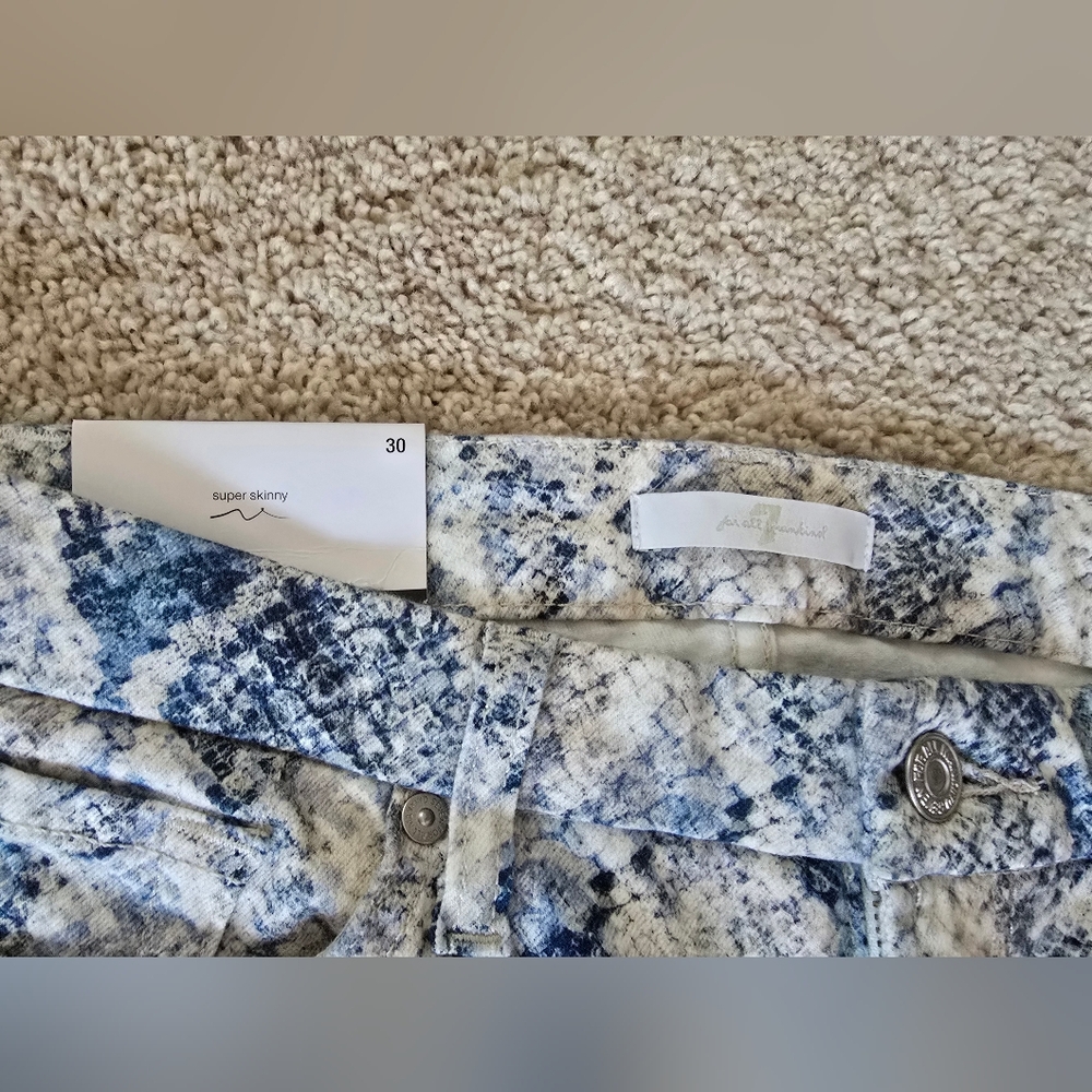 7 For All Mankind New Womens Size 30 Blue Snake Skin The Skinny Ankle - Picture 5 of 11